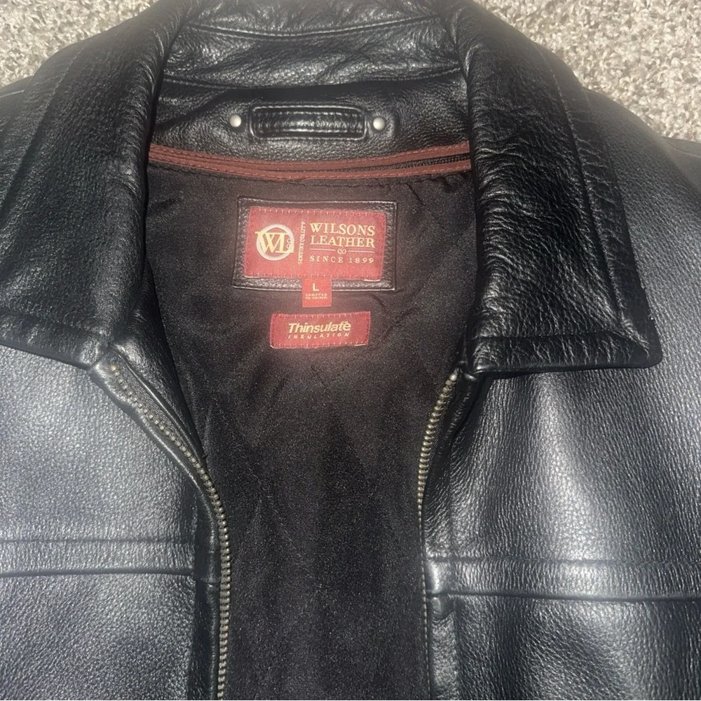 Y2K black Wilsons Leather full-zip leather jacket removable Thinsulate lining. - Picture 5 of 11